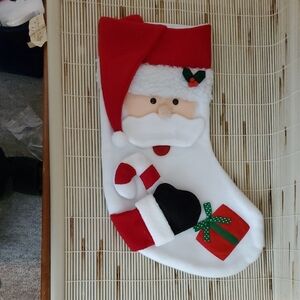 17" Festive Red and White Santa Textured Christmas Stocking
